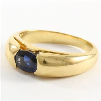 Estate BVLGARI 18k Yellow Gold Sapphire Ring size 5