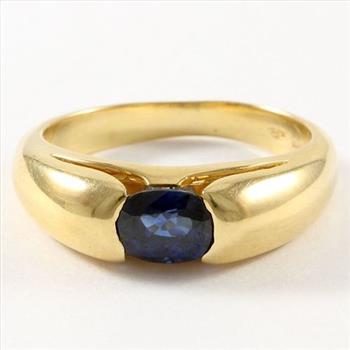 Estate BVLGARI 18k Yellow Gold Sapphire Ring size 5