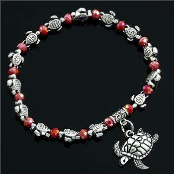 Faceted Ruby Turtle Bracelet