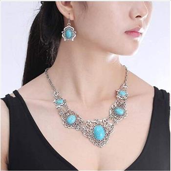 Fashion Design Turquoise Necklace & Earrings Set