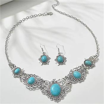 Fashion Design Turquoise Necklace & Earrings Set