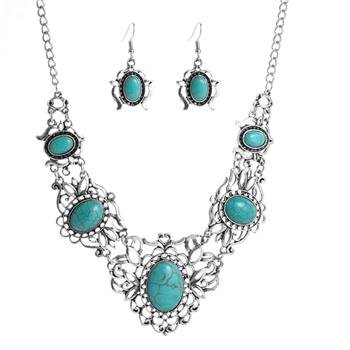 Fashion Design Turquoise Necklace & Earrings Set