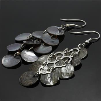 Genuine Black Mother of Pearl Dangle Earrings