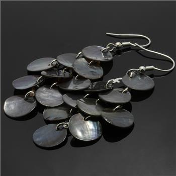 Genuine Black Mother of Pearl Dangle Earrings