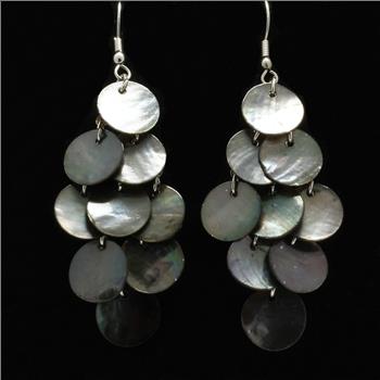 Genuine Black Mother of Pearl Dangle Earrings