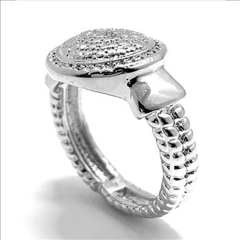 Genuine Diamond 18k White Gold Overlay Modern Design Ring