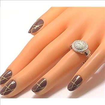 Genuine Diamond 18k White Gold Overlay Modern Design Ring