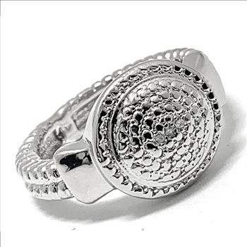 Genuine Diamond 18k White Gold Overlay Modern Design Ring