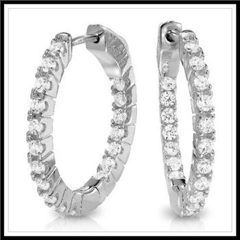 Inside Out Hoop Earrings 1.44ct Diamonique Diamond Oval Shape