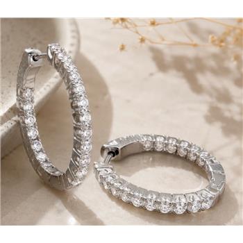 Inside Out Hoop Earrings 1.44ct Diamonique Diamond Oval Shape