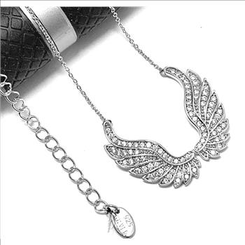 LASSAIRE .925 Sterling Silver 1.25ctw Simulated Diamond Necklace