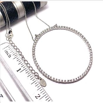 LASSAIRE .925 Sterling Silver 2.00ctw Simulated Diamond Circle of Love Necklace
