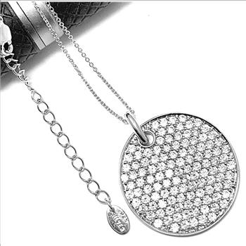LASSAIRE .925 Sterling Silver 3.00ctw Simulated Diamond Circle  Necklace