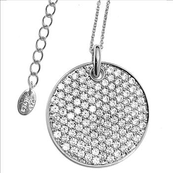 LASSAIRE .925 Sterling Silver 3.00ctw Simulated Diamond Circle  Necklace