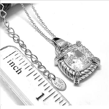 LASSAIRE .925 Sterling Silver 8.00ctw Simulated Diamond Necklace