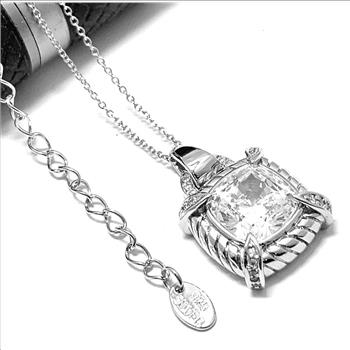 LASSAIRE .925 Sterling Silver 8.00ctw Simulated Diamond Necklace