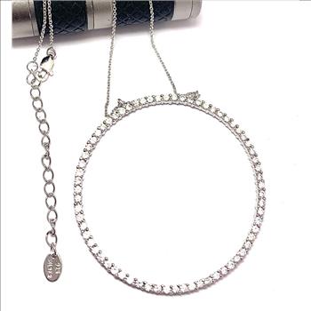 LASSAIRE .925 Sterling Silver Simulated Diamond Circle of Love Necklace