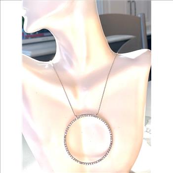 LASSAIRE .925 Sterling Silver Simulated Diamond Circle of Love Necklace