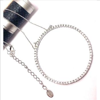 LASSAIRE .925 Sterling Silver Simulated Diamond Circle of Love Necklace