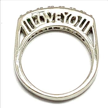 “Love You” 0.50ctw Emerald & Diamonique Diamond Ring