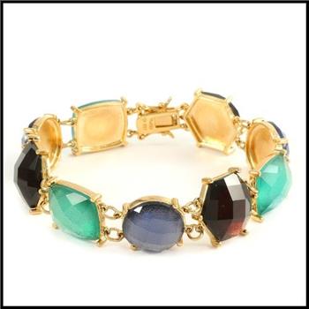 Maddy Emerson Collection .925 Sterling Silver & Yellow Gold Plated, Multi-Color Stone Bracelet