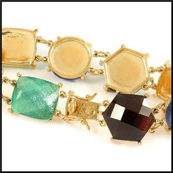 Maddy Emerson Collection .925 Sterling Silver & Yellow Gold Plated, Multi-Color Stone Bracelet