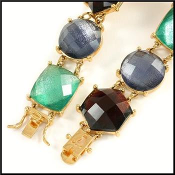 Maddy Emerson Collection .925 Sterling Silver & Yellow Gold Plated, Multi-Color Stone Bracelet