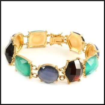 Maddy Emerson Collection .925 Sterling Silver & Yellow Gold Plated, Multi-Color Stone Bracelet