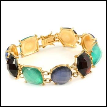 Maddy Emerson Collection .925 Sterling Silver & Yellow Gold Plated, Multi-Color Stone Bracelet