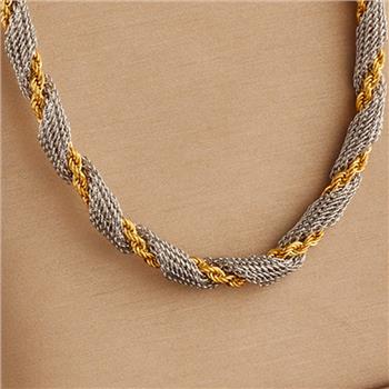 Mash & Rope Design Two Tone Necklace