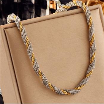 Mash & Rope Design Two Tone Necklace