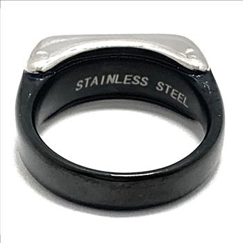 Modern Desighn Mens Steinless Steel & Ebonite Ring
