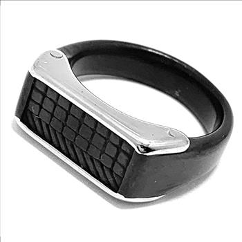 Modern Desighn Mens Steinless Steel & Ebonite Ring