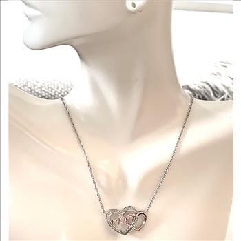 “MOM” Heart Necklace with 7 Genuine Diamonds in 18K Gold Overlay