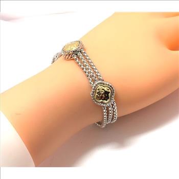 Multi Chain 14k White Gold Ovr & 14k Yellow Gold Ovr Magnetic  Bracelet