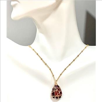 Nina Nguen Designer 1/20 Real 14k Yellow Goldfield in .925 Sterling Silver 21.50 CT Garnet Necklace
