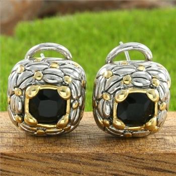 NO RESERVE Beautifully Created Black Onyx Two-tone Earrings