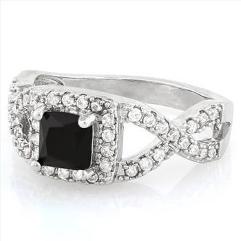 Onyx & White Topaz Ring