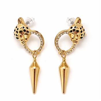 Panther Necklace & Earrings Set 18K Gold Overlay