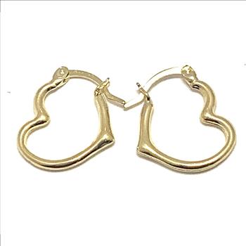 Solid 10k Yellow Gold Heart Hoop Earrings