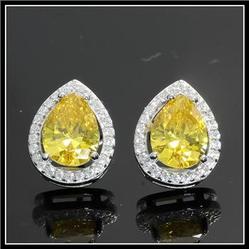 Solid .925 Sterling Silver, 2.40ctw Yellow & White Topaz Stud Earrings