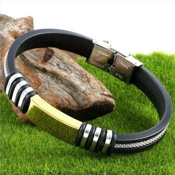 Stainless Steel & Silicone Two-Tone Men's Bracelet