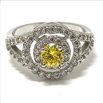 sz7: 1.00ctw Citrine & Diamonique Diamond Ring