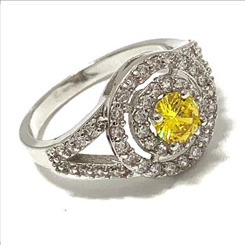sz7: 1.00ctw Citrine & Diamonique Diamond Ring