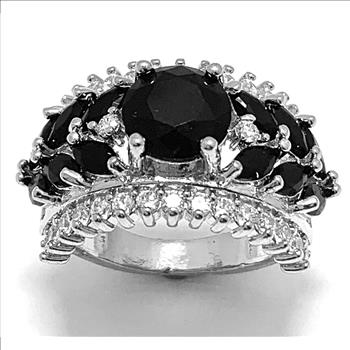 sz8: Antique Design 7.50ctw Black Spinel & Diamonique Diamond Ring  sz8