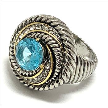sz8: Modern Design 5.25ctw Blue Topaz & Diamonique Diamond Ring SZ8