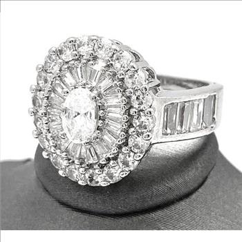 sz9 1.48ct Diamonique Diamond Halo Cocktail Ring