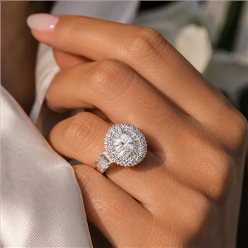 sz9 1.48ct Diamonique Diamond Halo Cocktail Ring