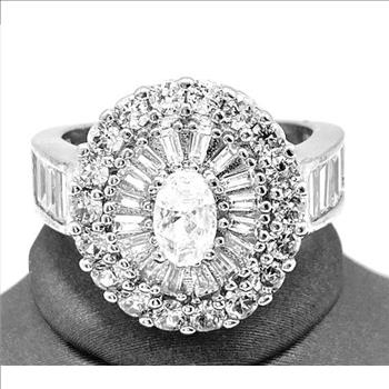 sz9 1.48ct Diamonique Diamond Halo Cocktail Ring
