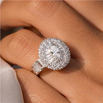 sz9 1.48ct Diamonique Diamond Halo Cocktail Ring
